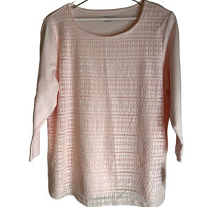 NWT Croft Barrow 3/4 Sleeve Pink Eyelet Shirt Top Size XL